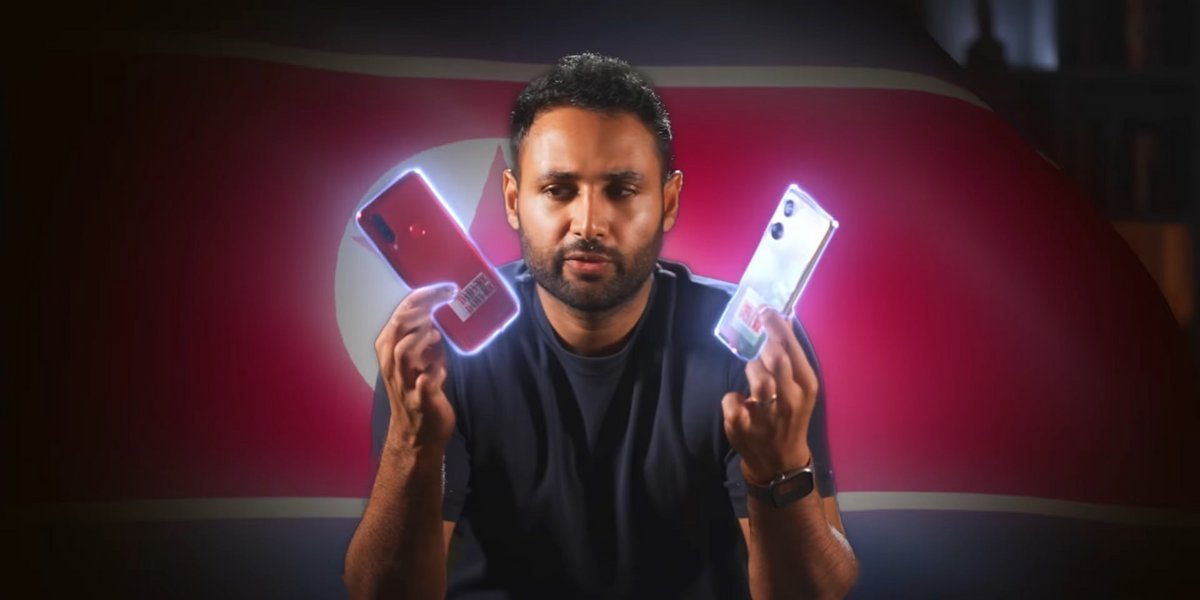 Arun Maini, créateur de la chaîne MrWhosetheboss, a publié une vidéo détaillant l'analyse de deux téléphones introduits clandestinement hors de Corée du Nord. © MrWhoIsTheBoss