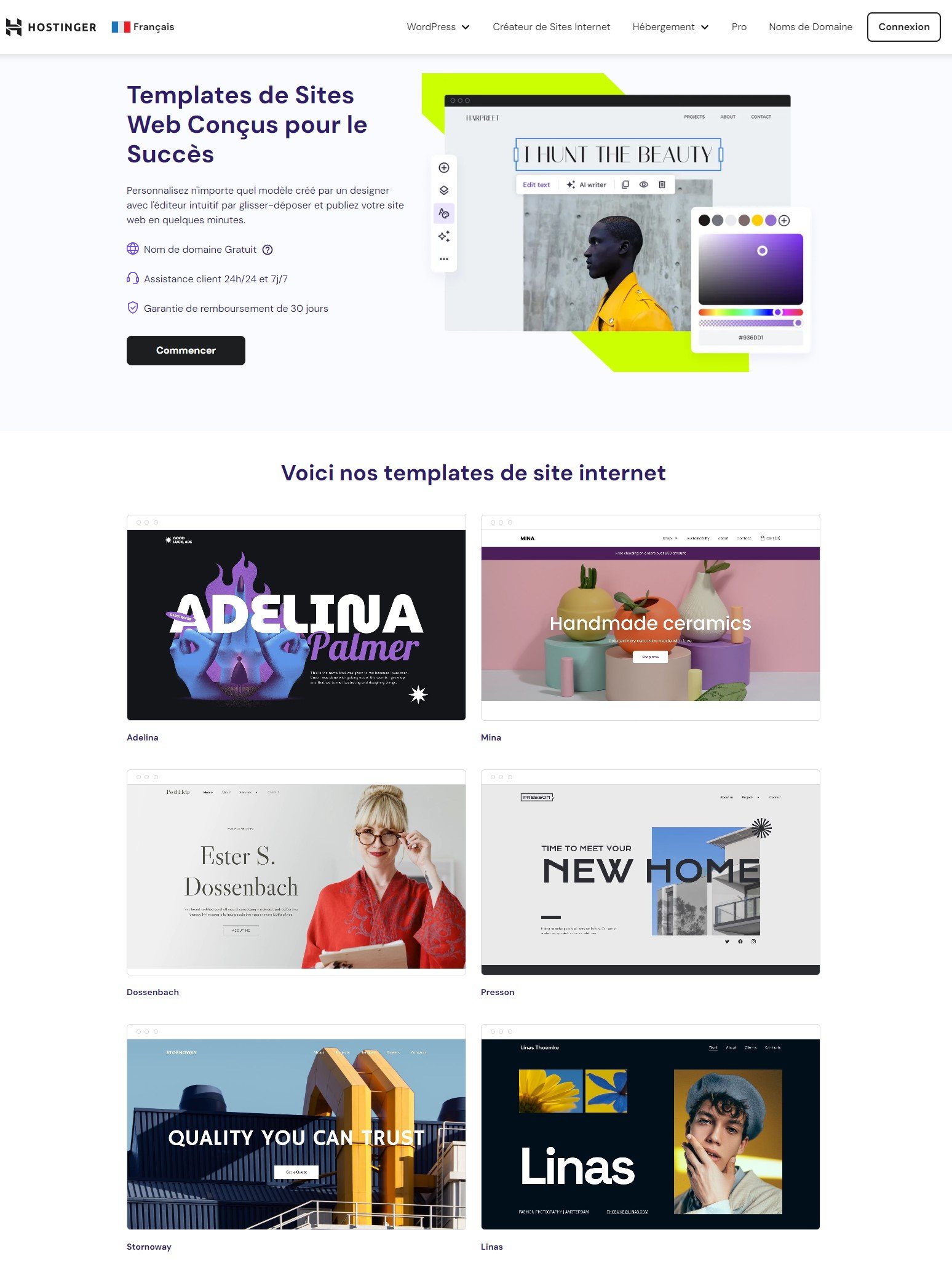 @Hostinger : Template pour la création d'un blog