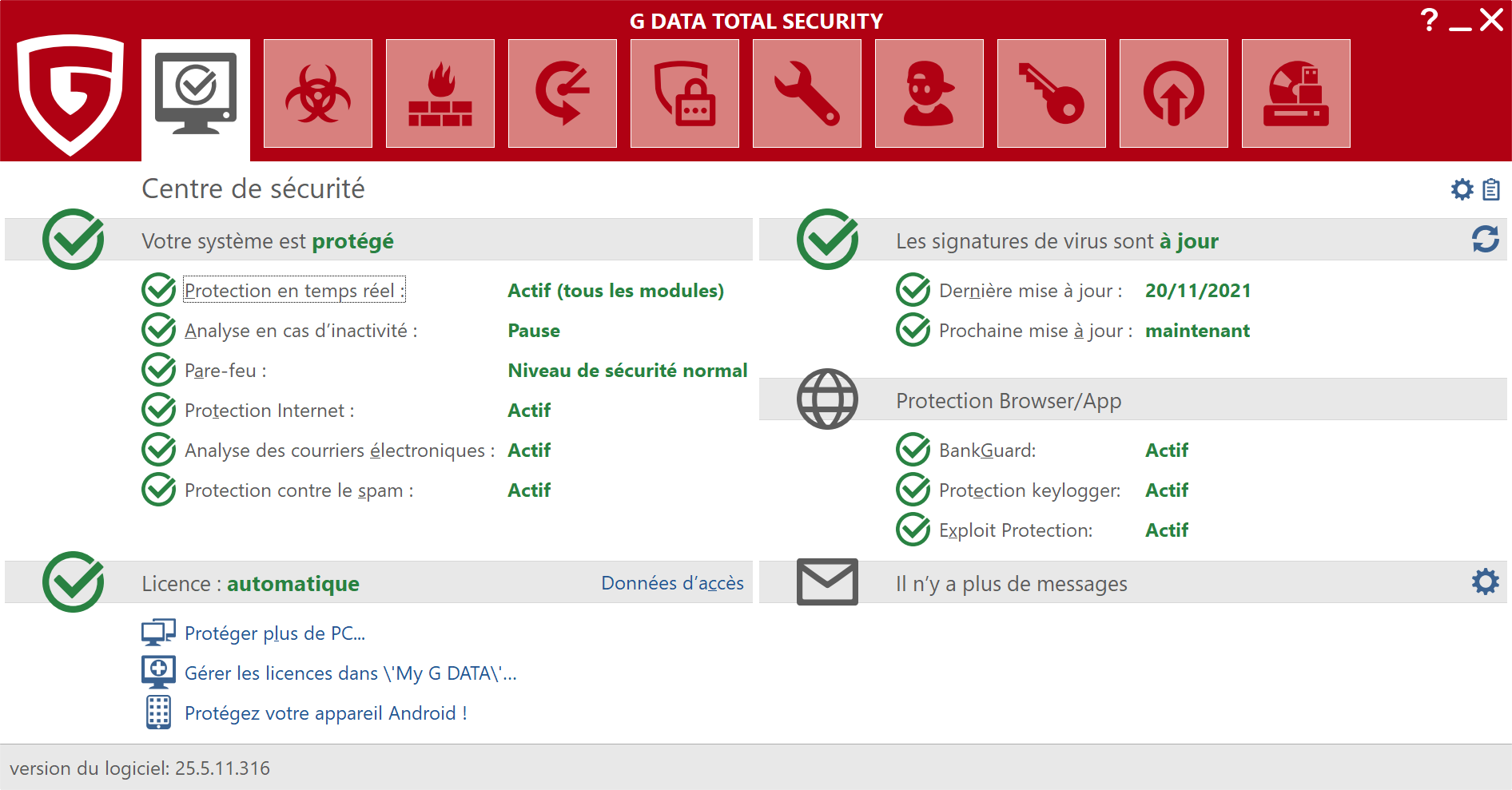 G DATA Total Security - Centre de sécurité