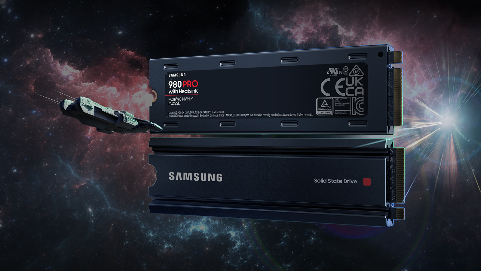 Le SSD Samsung 980 Pro, ici avec un dissipateur thermique