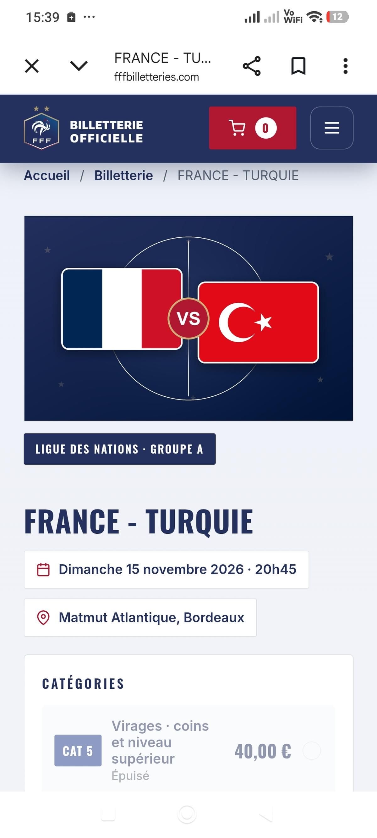 Sur la page, les fraudeurs ont écrit « Matmut Atlantique » au lieu de « stade Atlantique ». Le contrat de naming avec la Matmut est échu depuis le 1er août 2025 - ©Sud-Ouest