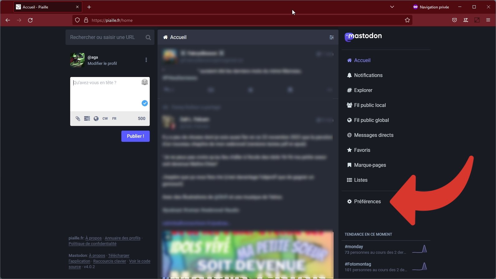 Préférences Mastodon