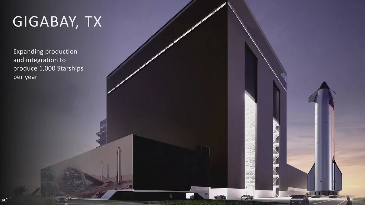 Vue d'artiste de la GigaBay, à Starbase. ©SpaceX