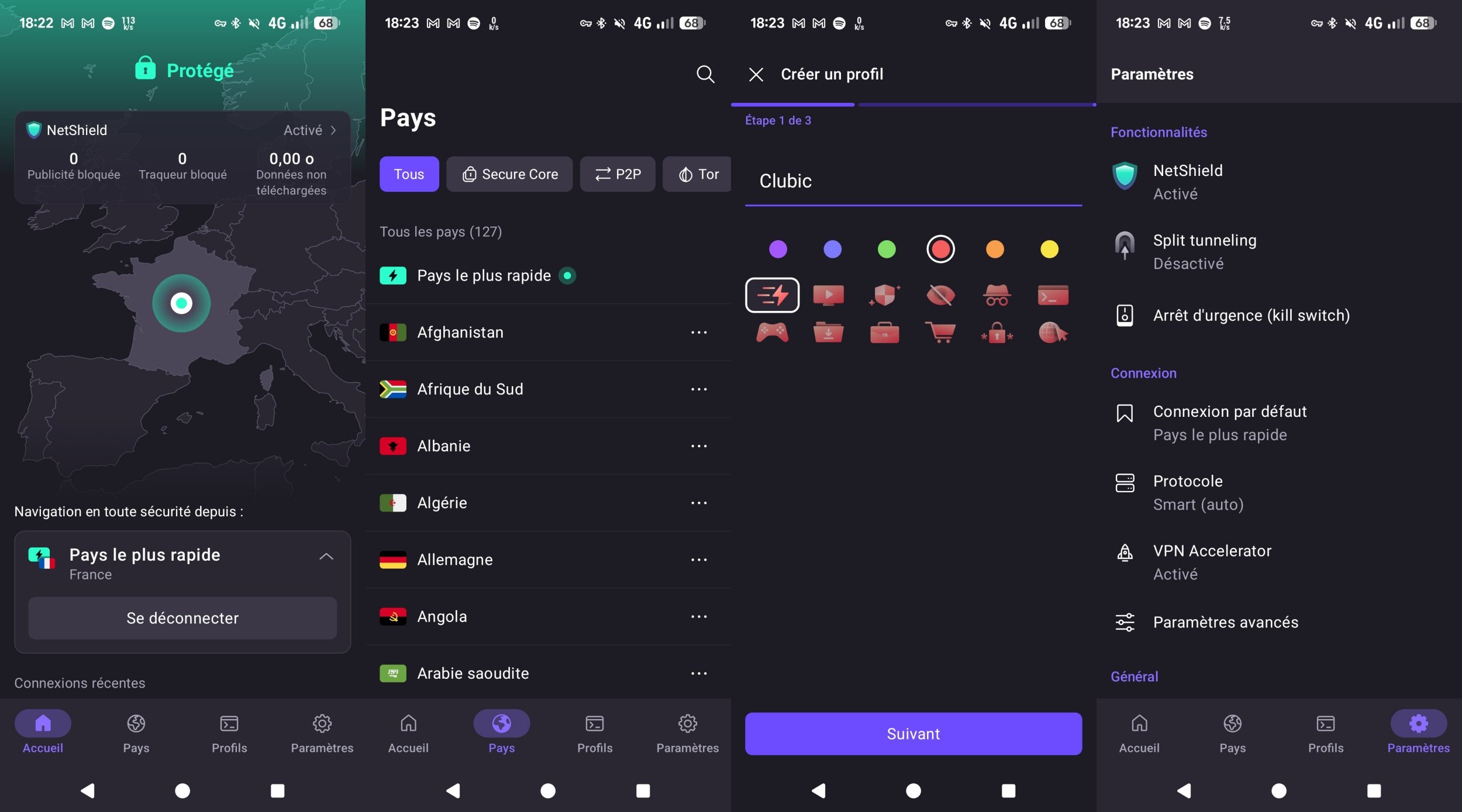L'application très complète de Proton VPN. @Clubic