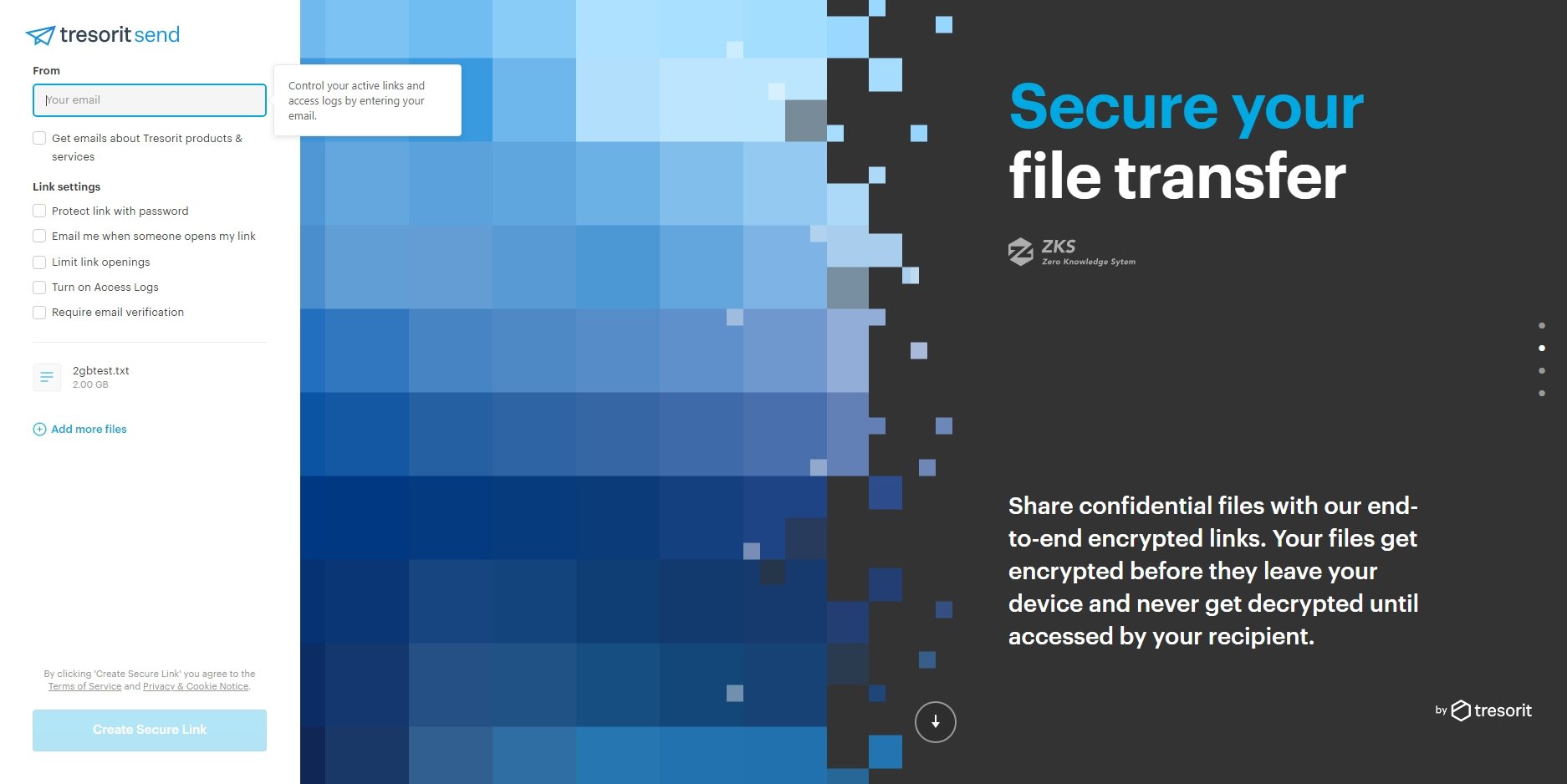 Tresorit Send, une interface conviviale et intuitive
