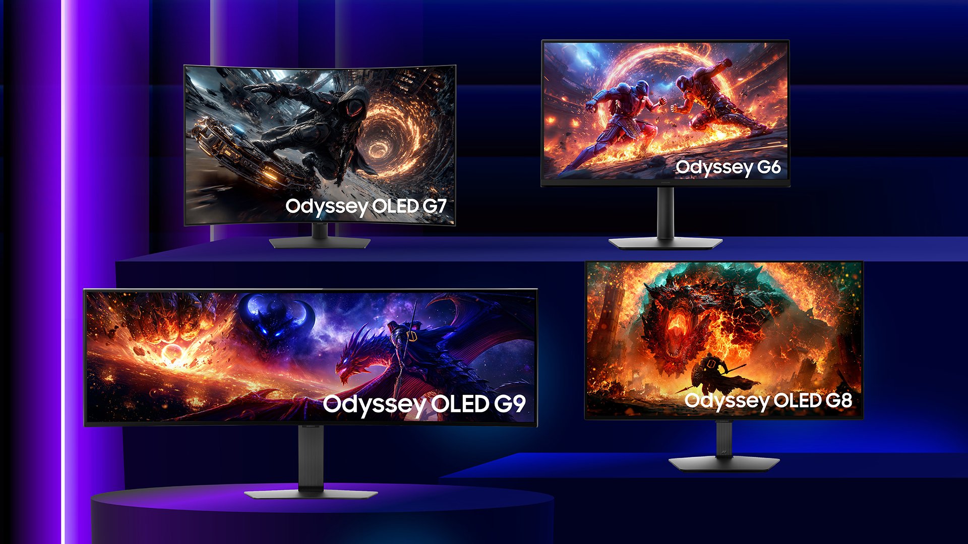 Les quatre nouveaux moniteurs de la gamme Odyssey 2027. ©Samsung