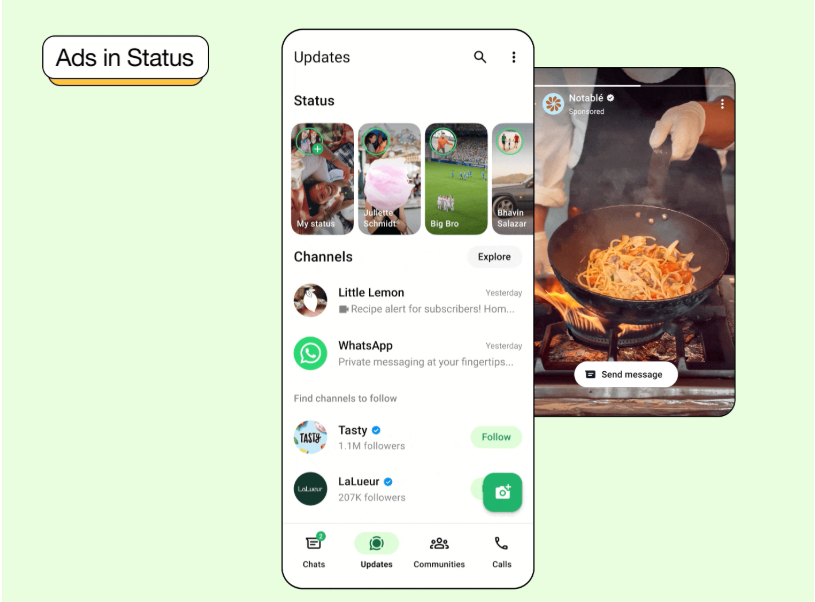 Les pubs arrivent sur WhatsApp ©Meta