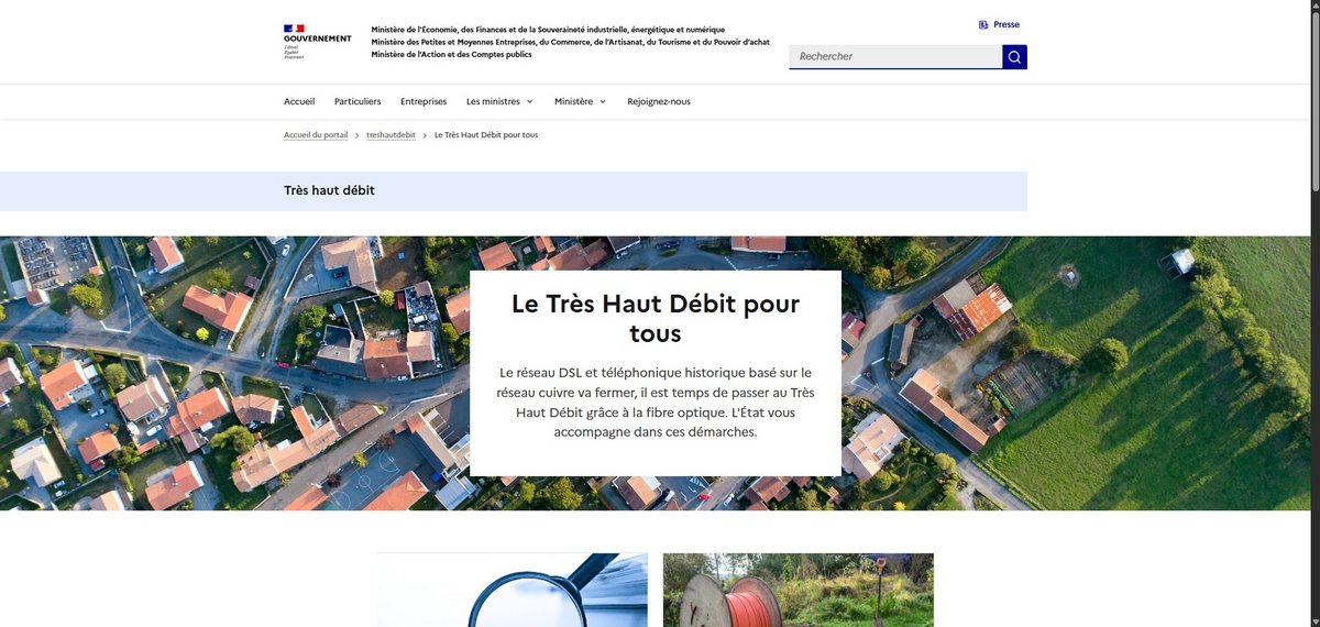 Capture d'écran de la plateforme treshautdebit.gouv.fr. © Alexandre Boero / Clubic