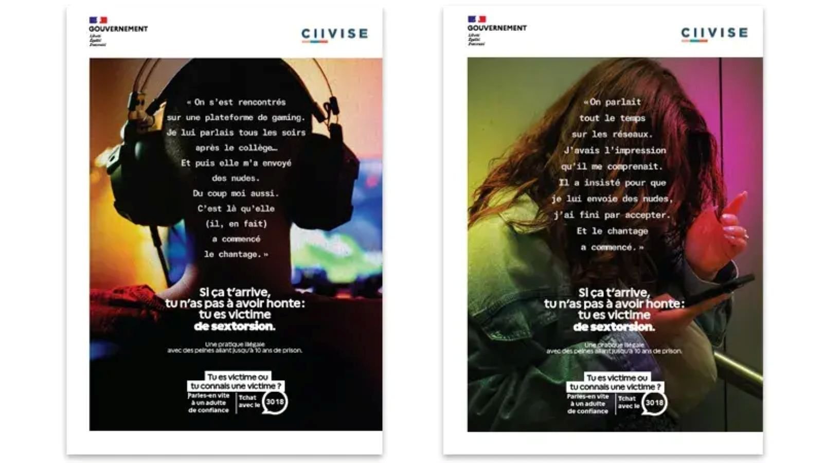 Jusqu'au 14 octobre, les adolescents peuvent voir sur leur fil TikTok ou Snapchat des scénarios réalistes de sextorsion, conçus pour la campagne nationale de sensibilisation lancée par la CIIVISE et le ministère de la Santé - ©Ministère de la Santé, des Familles, de l’Autonomie et des Personnes handicapées / CIVISE