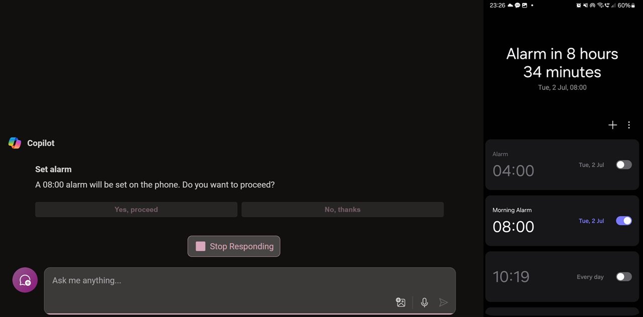 Définir une alarme sur votre téléphone sera prochainement possible avec Copilot Web © Windows Latest