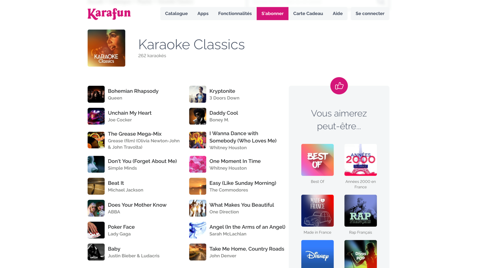 Parcourir le catalogue de chansons sur KaraFun