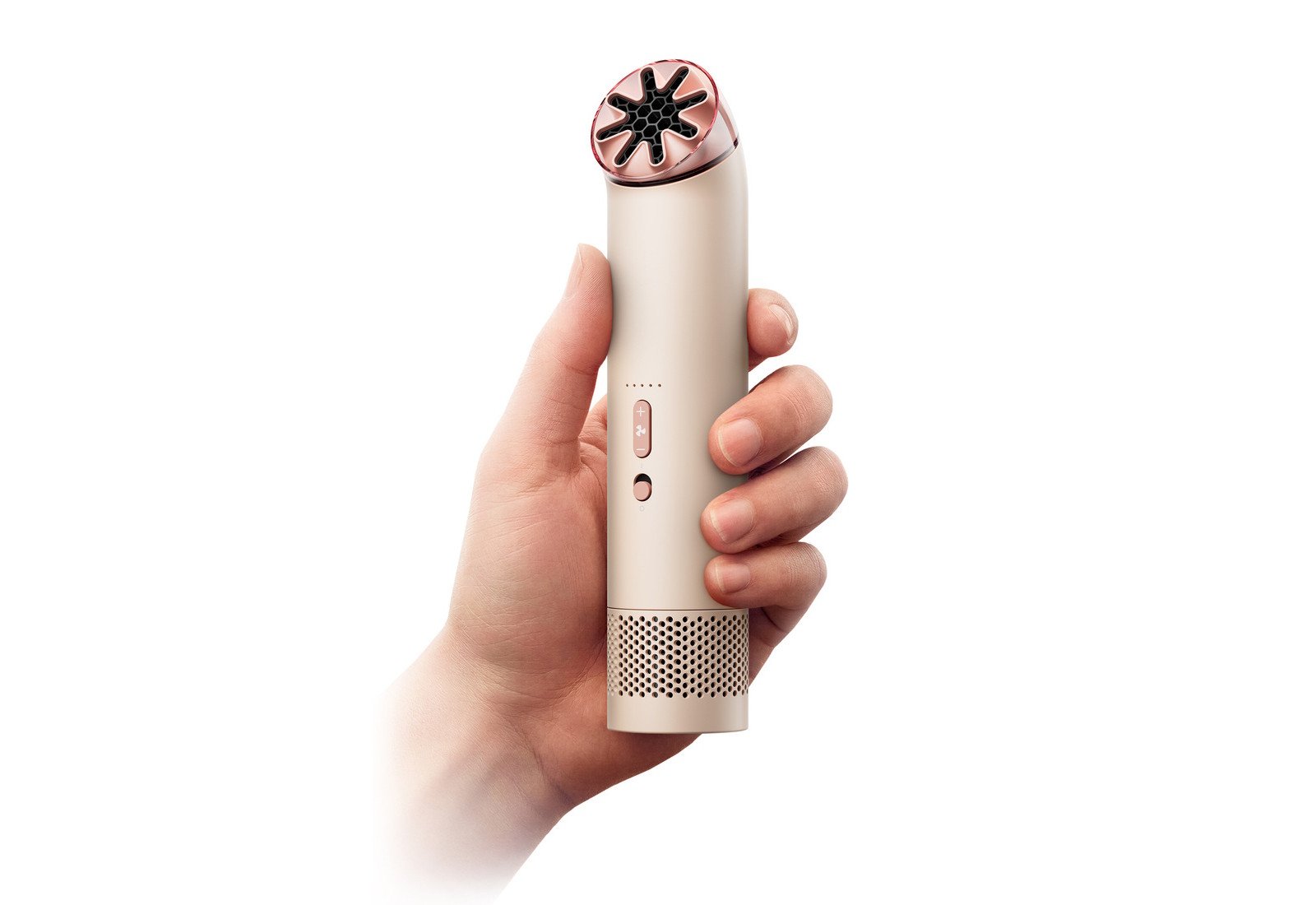 Sans pales et avec son design atypique, le HushJet Mini Cool reprend les codes de la marque anglaise. ©Dyson