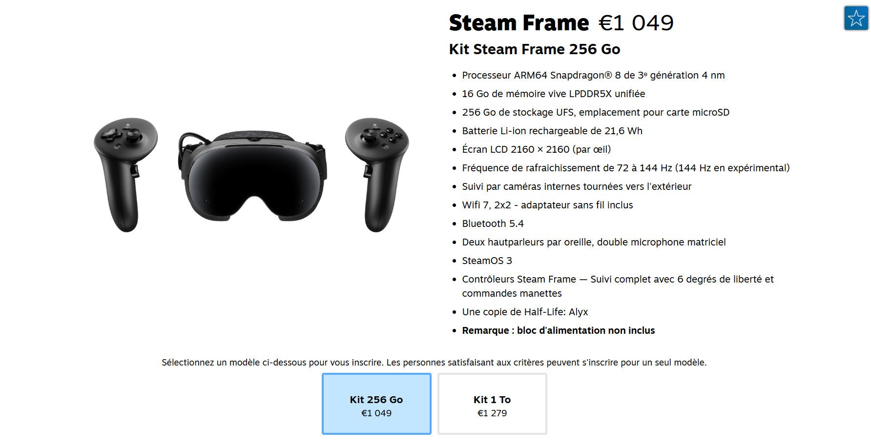 À un peu plus de 1000 euros, le ticket d'entrée va laisser pas mal de monde sur la touche. © Valve
