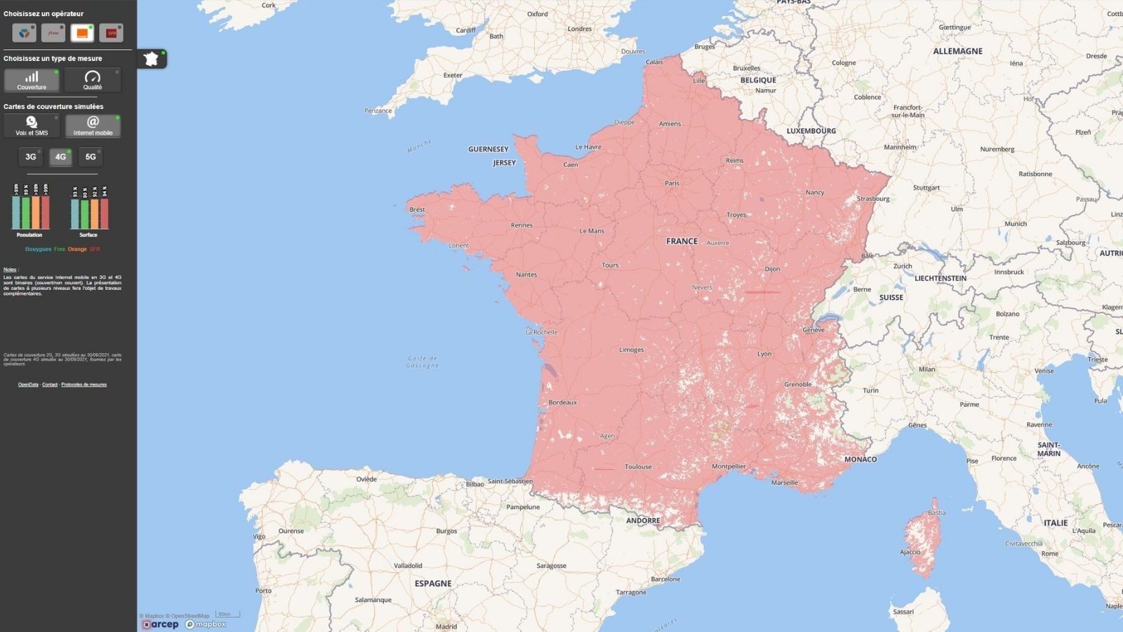 Le réseau mobile de l'opérateur Orange
