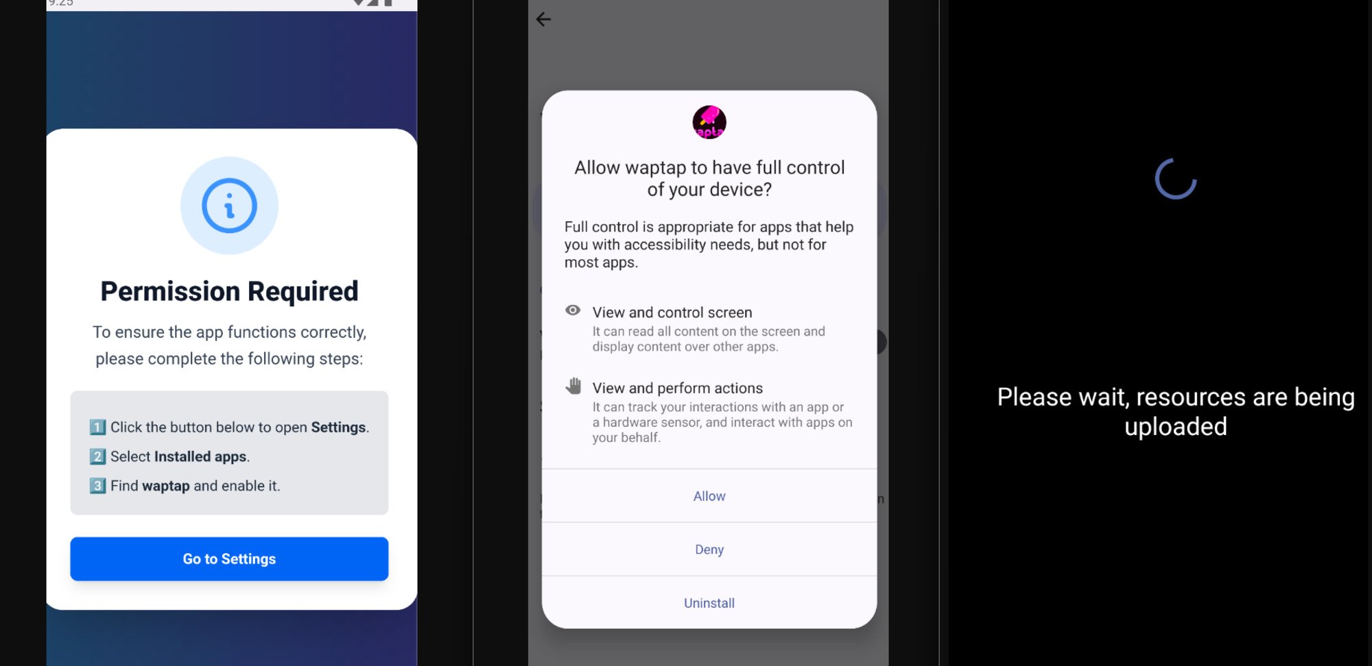 Ici, le logiciel malveillant demande des autorisations d'accès à la victime © Zimperium