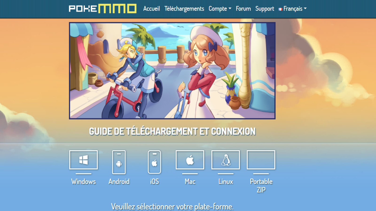 La page de téléchargement de PokeMMO regroupe les différentes versions du jeu pour ordinateur et appareils mobiles. © PokeMMO