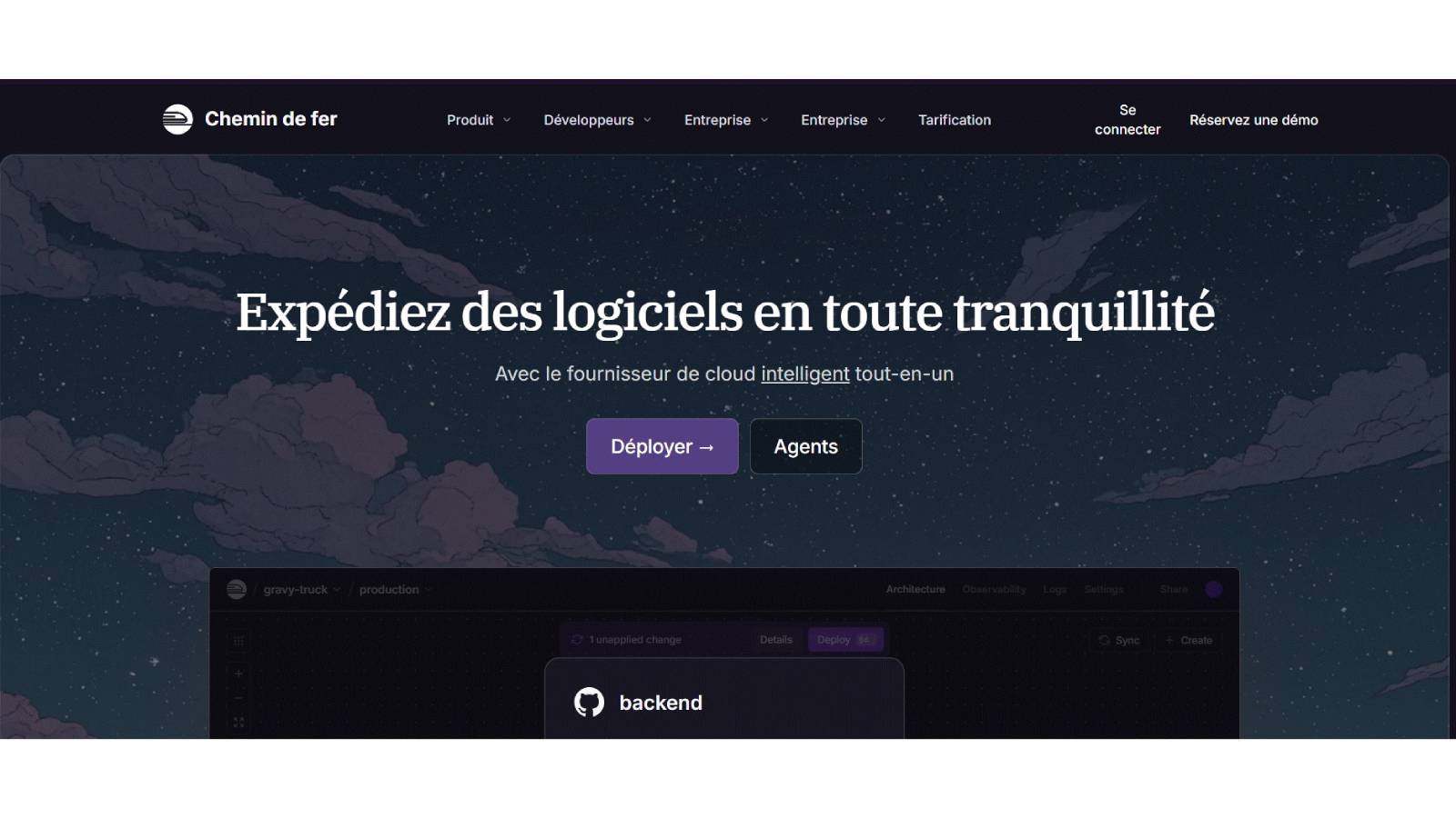 Railway simplifie le déploiement d'applications grâce à une plateforme cloud capable d'héberger des projets, des bases de données et des services sans gérer de serveur. © Railway Corp.