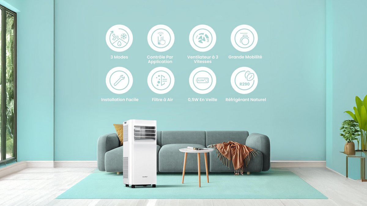 Un climatiseur mobile très complet pour passer l'été au frais.