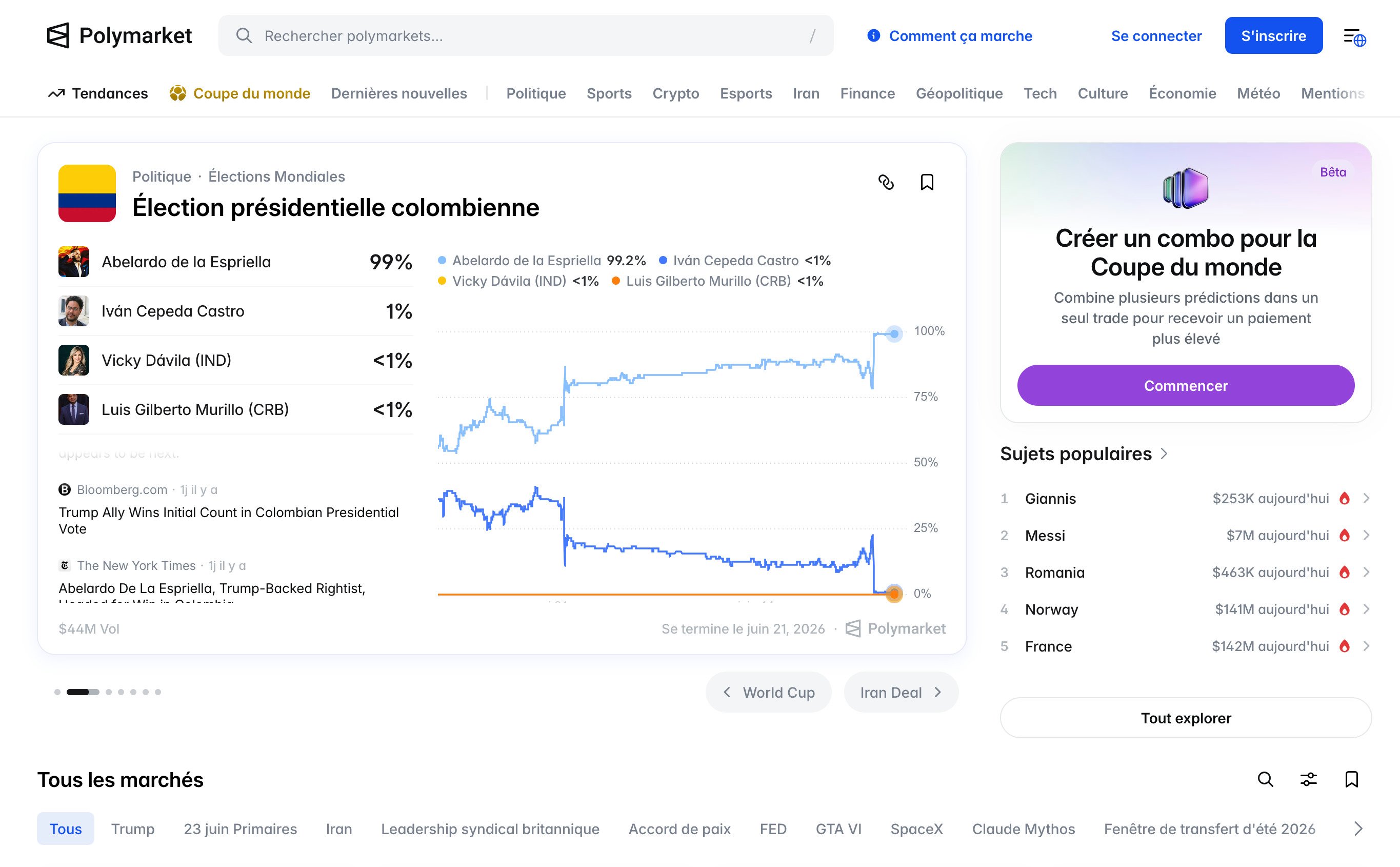 La plateforme propose de très nombreux paris, sur tous les sujets. ©Clubic