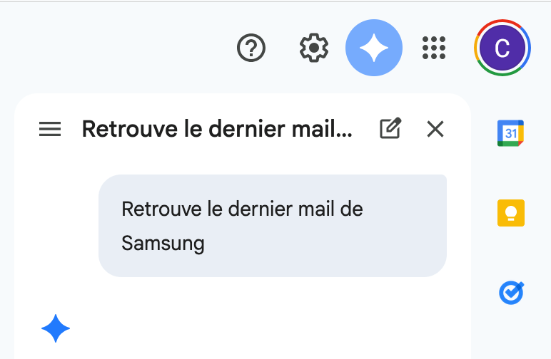 On peut demander à Gemini de retrouver un mail, de répondre, ou de résumer un contenu long. ©Charles Gouin-Peyrot pour Clubic