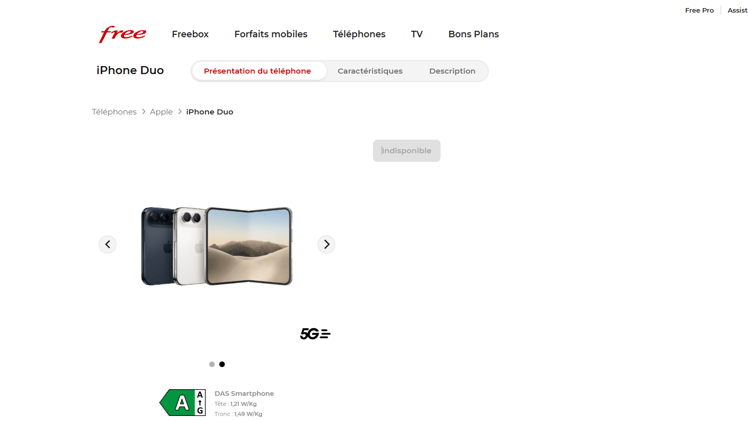 Chez Free, l'iPhone Duo est en rupture de stock. © Alexandre Boero / Clubic