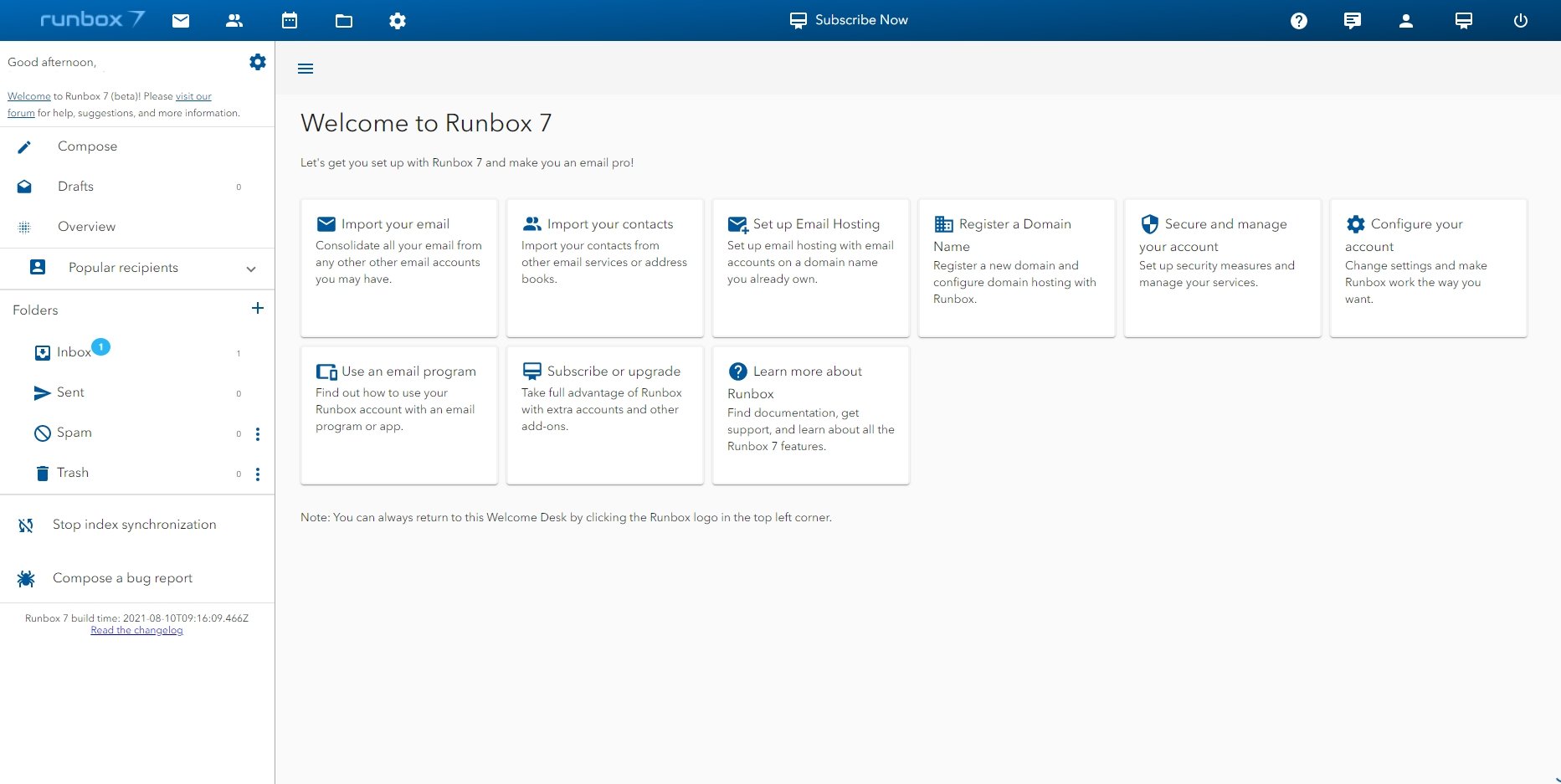 Runbox accueil