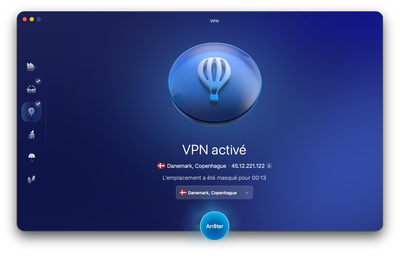 Moonlock inclut un réseau virtuel privé pour davantage de cyberconfidentialté sur Mac.