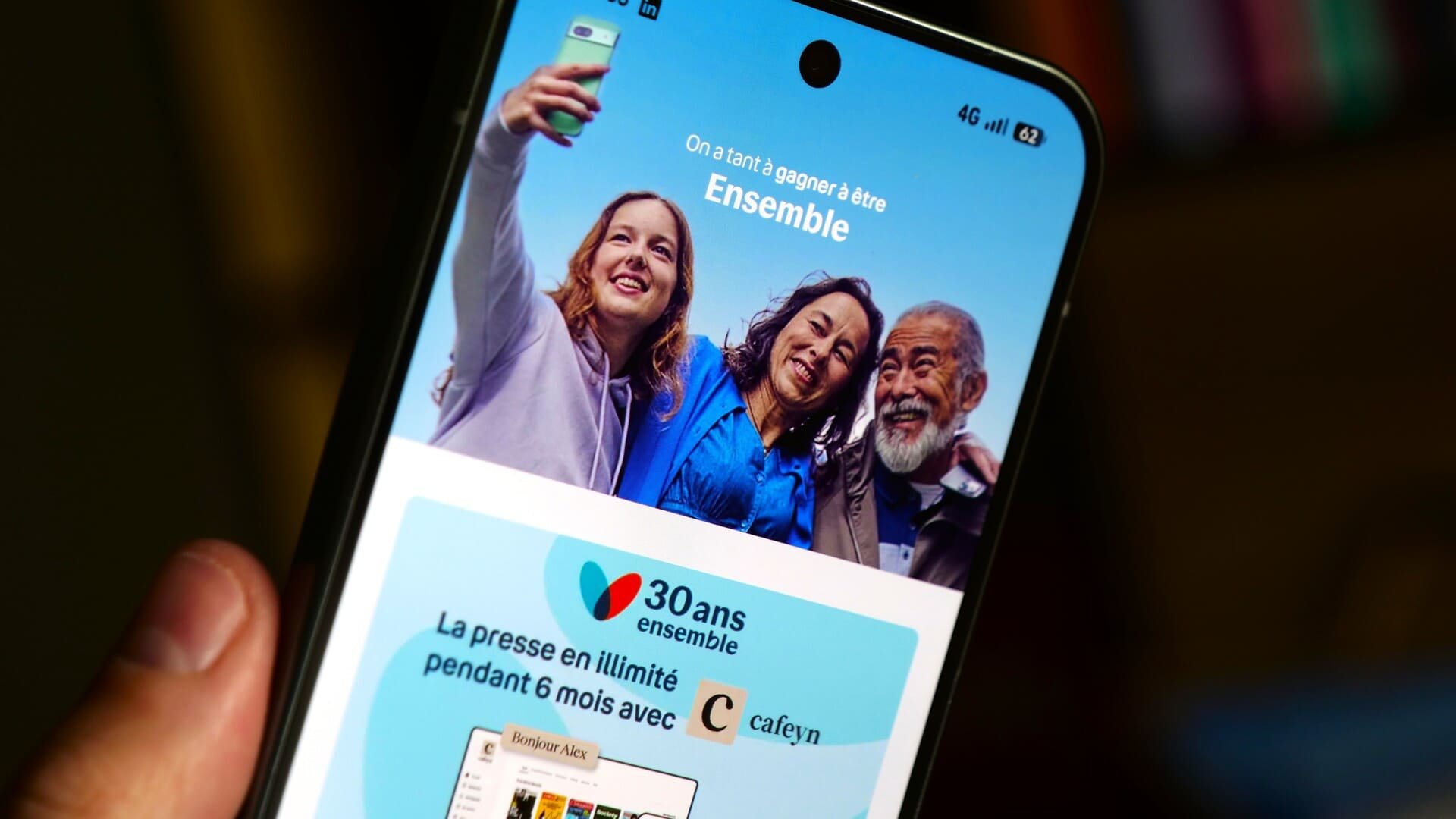 Un aperçu de la nouvelle rubrique "Ensemble", de Bouygues Telecom, qui met à l'honneur ses jeux et concours mensuels. © Alexandre Boero / Clubic