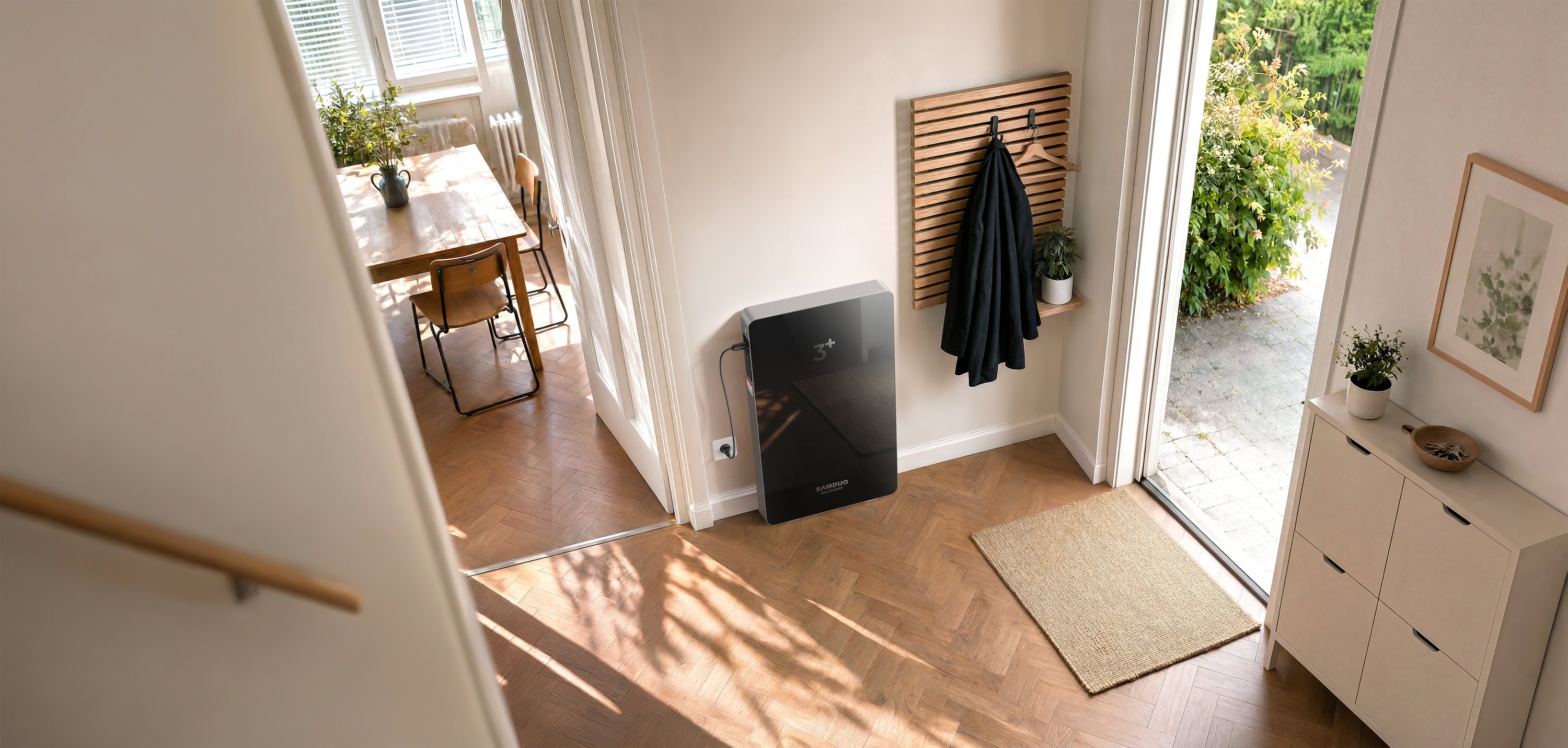 Dans l'entrée, le salon ou la buanderie, la Nex E6000 se fait discrète. ©Samduo