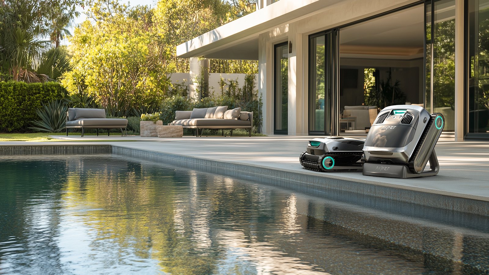 Avec son aspiration de 24 984 L/h et son réservoir de 5 L, le Scuba X1 avale sable, feuilles et impuretés sans difficulté ©Aiper