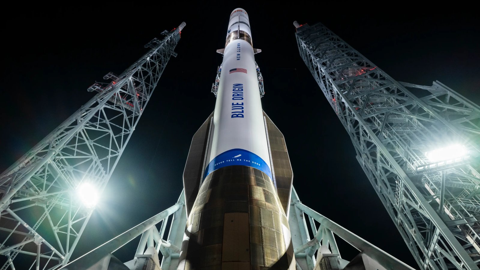 La fusée New Glenn sur son pas de tir. ©Blue Origin