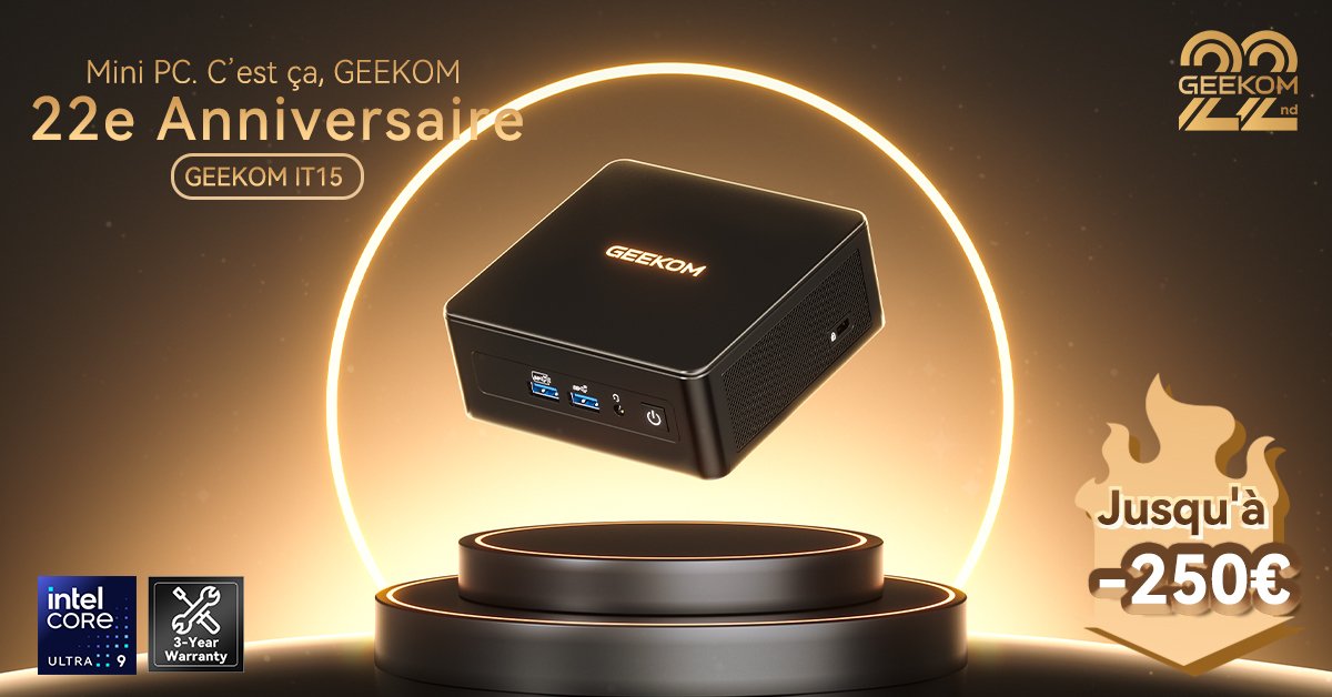 Derrière son format discret, le GEEKOM IT15 cache un châssis ultra-solide en métal, capable de résister à 200 kg et aux chocs du quotidien ©Geekom