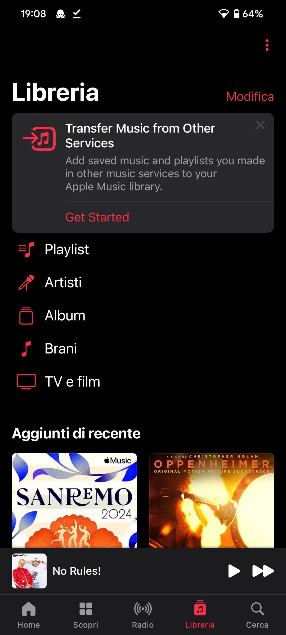 Songshift dans Apple Music sur Android