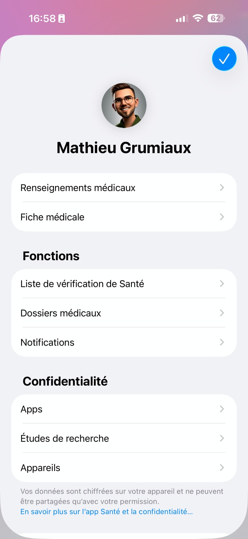 iPhone Fiche Médicale