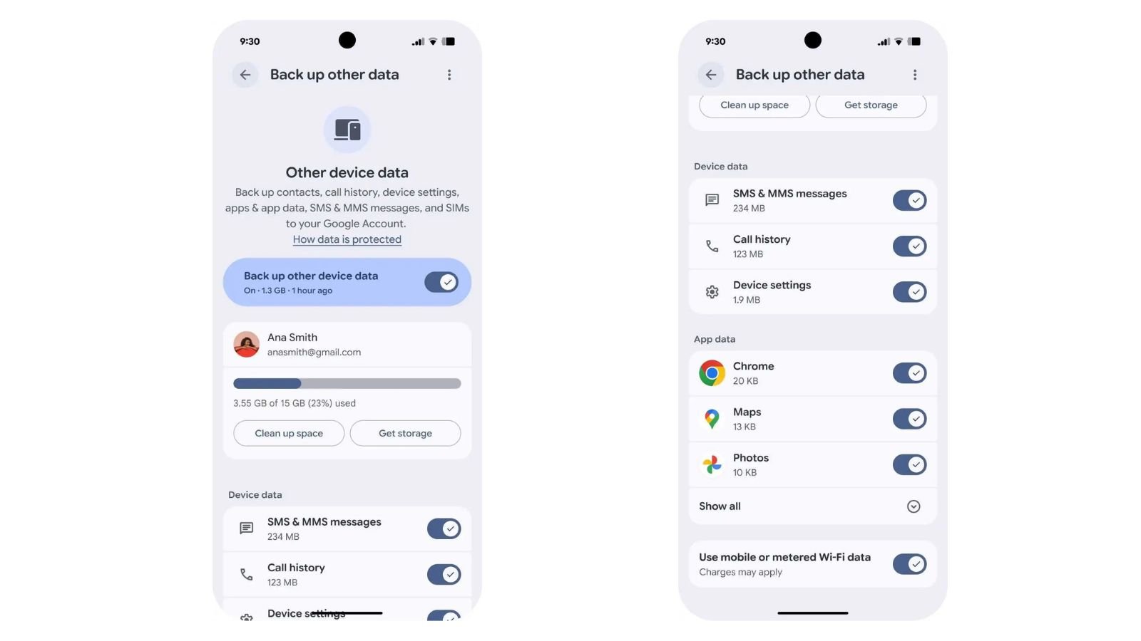 Google ajouter de nouveaux paramètres pour gérer les sauvegardes Android. ©9To5Google/Google