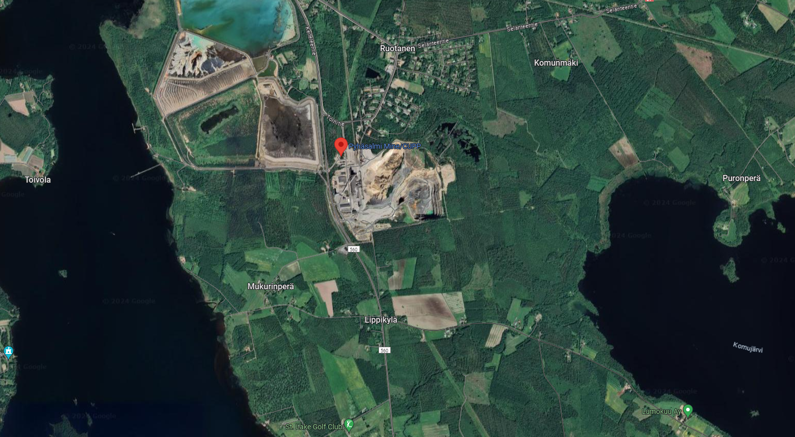 Le mine est située en Ostrobotnie du Nord, deuxième plus vaste région de la Finlande après la Laponie © Capture d'écran / Google Maps