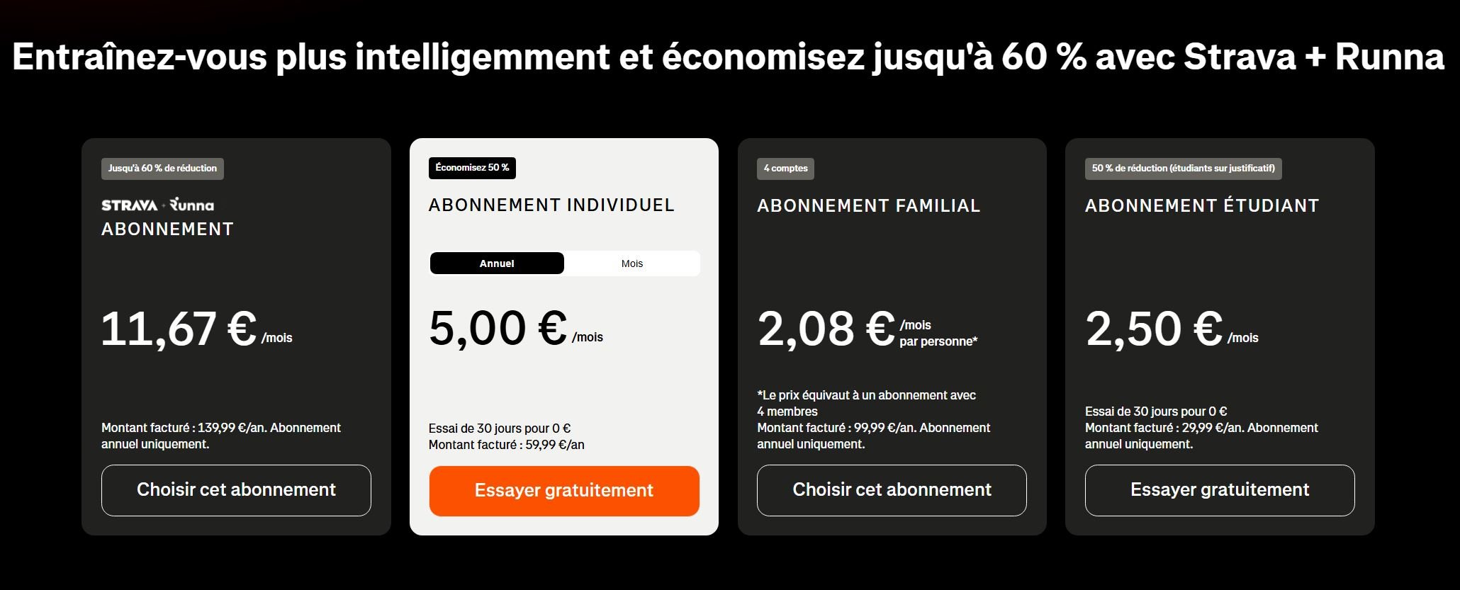 L'abonnement Strava x Runna n'est proposé que via un abonnement annuel. ©Strava