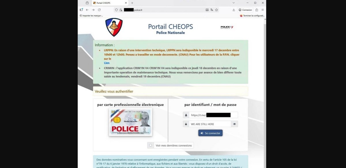 Voici la capture d'écran du portail CHEOPS publiée par les hackers. © Baptiste Robert, depuis sa page LinkedIn