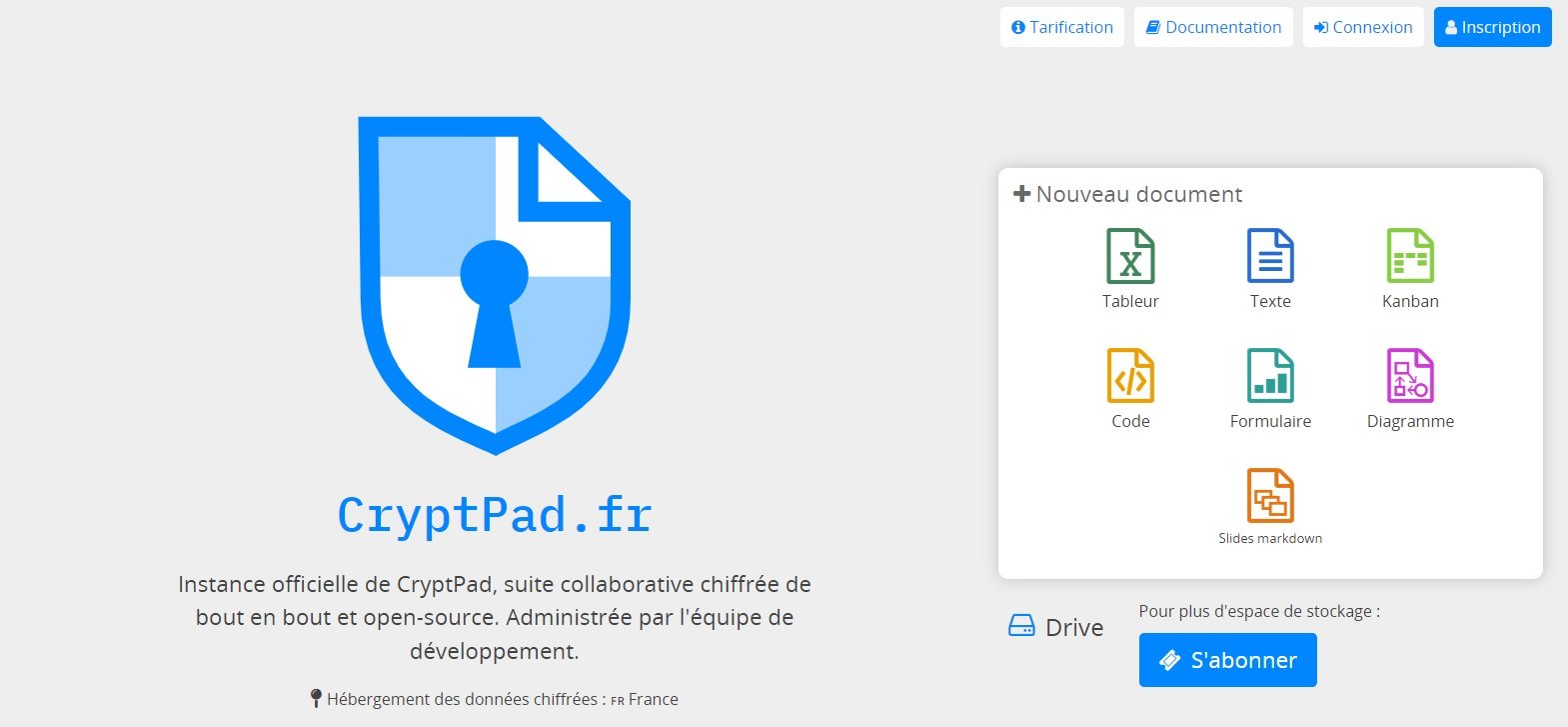 CryptPad : suite logicielle et espace de stockage chiffrés de bout en bout - © CryptPad