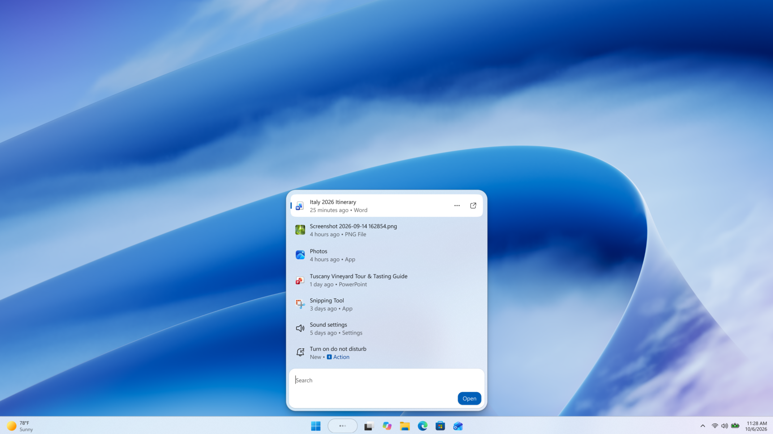 Windows 11 va vous permettre de piloter votre PC en langage naturel depuis sa barre de recherche. © Microsoft