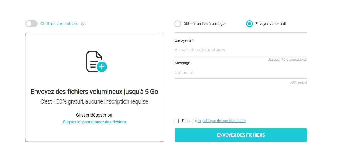 Envoyez des fichiers importants jusqu'à 5 Go. © pCloud