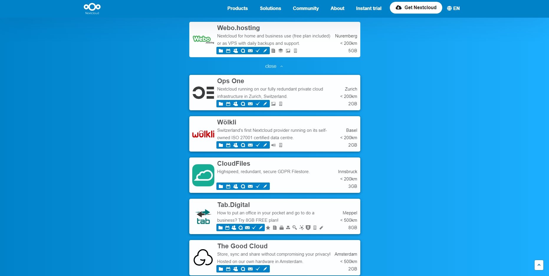 NextCloud - Choix d'hébergeurs de stockage
