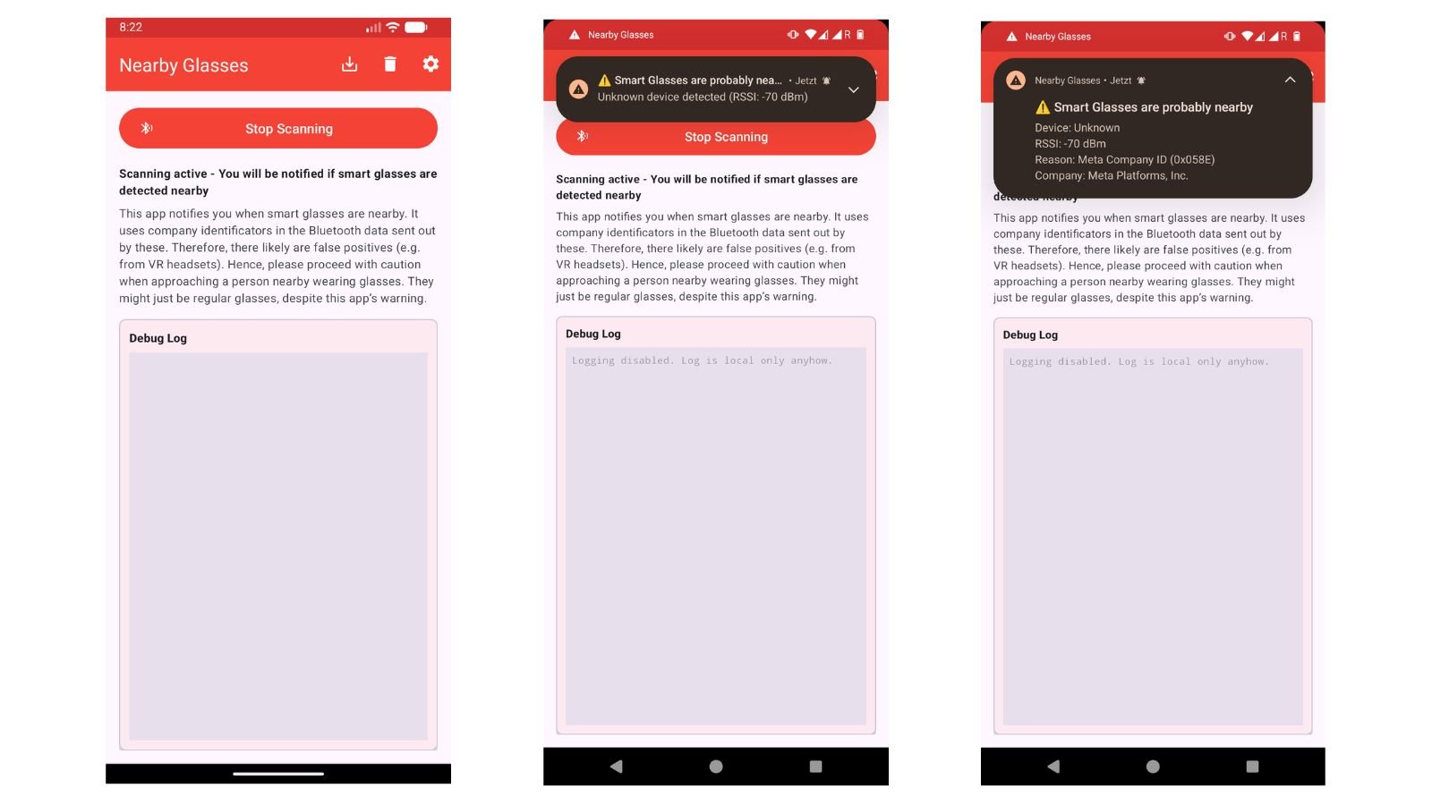 Une app pour débusquer les lunettes connectées autour de vous. ©my PocketPC GmbH