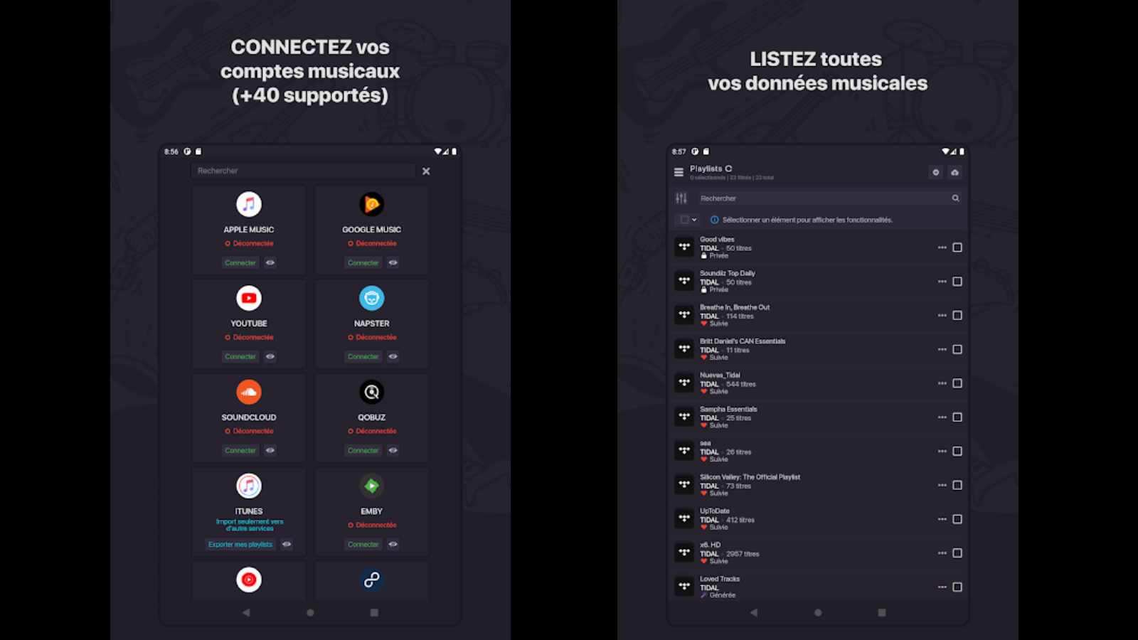 Avec Soundiiz, connectez vos services musicaux et accédez facilement à toutes vos playlists depuis une seule interface. © BRICKOFT
