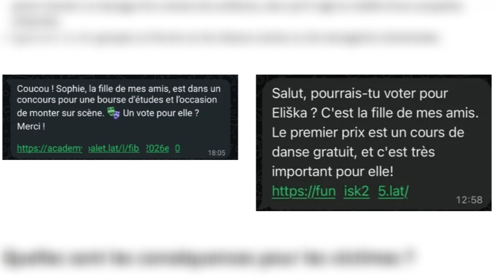 Sophie ou Eliška, le prénom change mais le piège reste le même. © Cybermalveillance.gouv.fr / Clubic