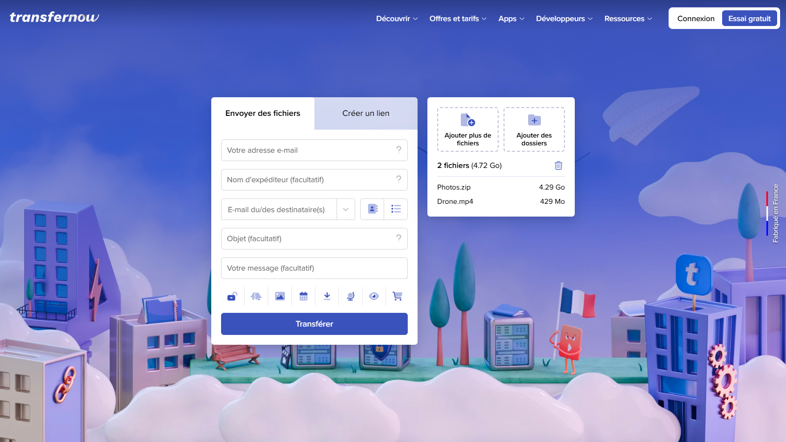 Les formules payantes offrent des limites de transfert plus élevées, davantage de stockage et une conservation des fichiers pouvant atteindre 365 jours. ©TransferNow