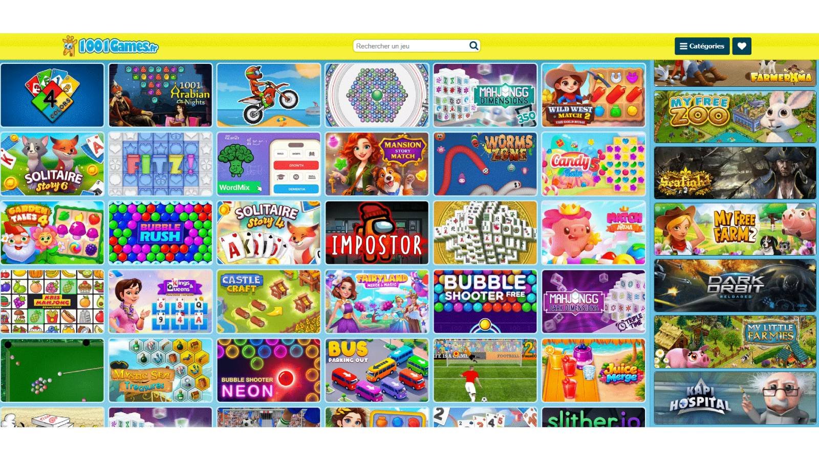 1001 Games regroupe des milliers de jeux de réflexion, d'action, de sport, de puzzle, de mahjong, ou encore de Bubble Shooter, tous accessibles sans téléchargement. © Admeen B.V.
