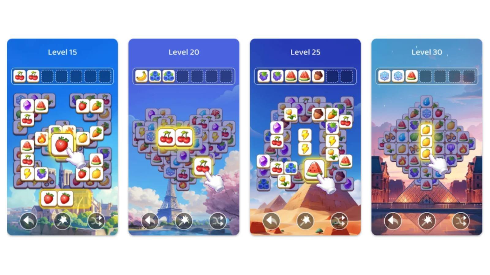Tile Explorer – Association est un jeu de puzzle signé Oakever, fondé sur l’association de trois tuiles identiques. Parcourez différents paysages et relevez des milliers de défis, même hors ligne. © Oakever Games