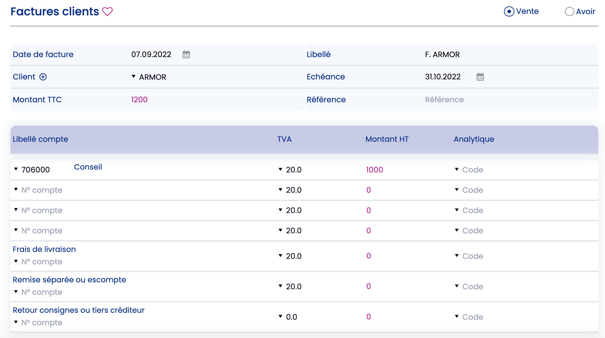 zefyr facture clients