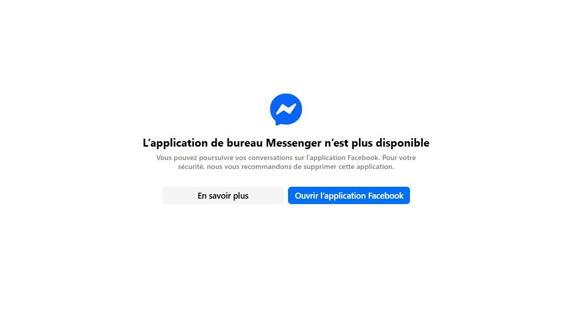 Depuis ce lundi matin 15 décembre, l'application Messenger n'est plus disponible sur nos ordinateurs. ©Stéphane Ficca / Clubic